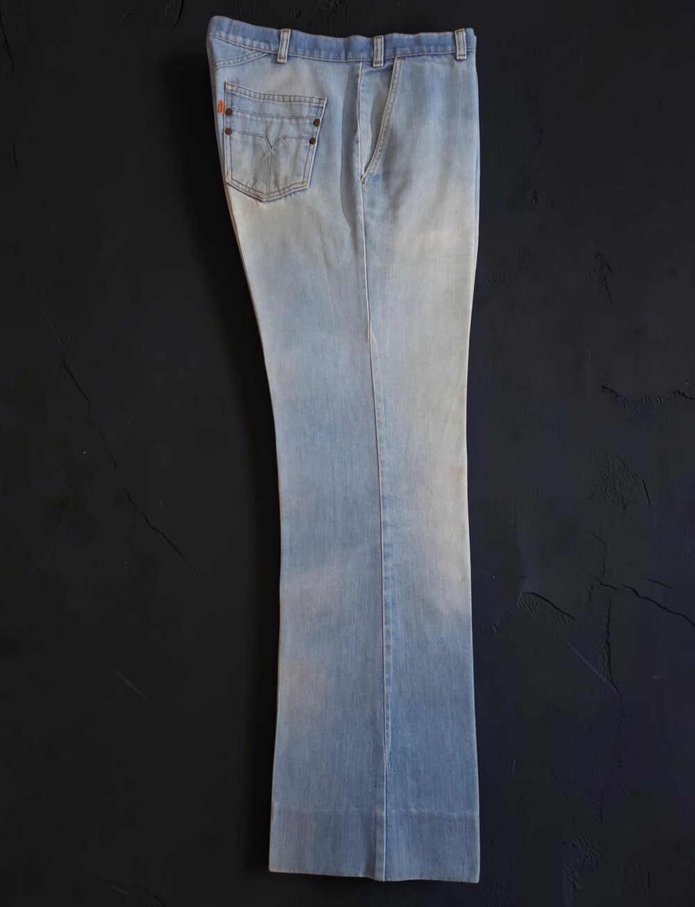 VTG 70's Iconic Orange Tab Zipper Fly Boot Cut Levi's Denim Pants - W33 Lt. Blue
